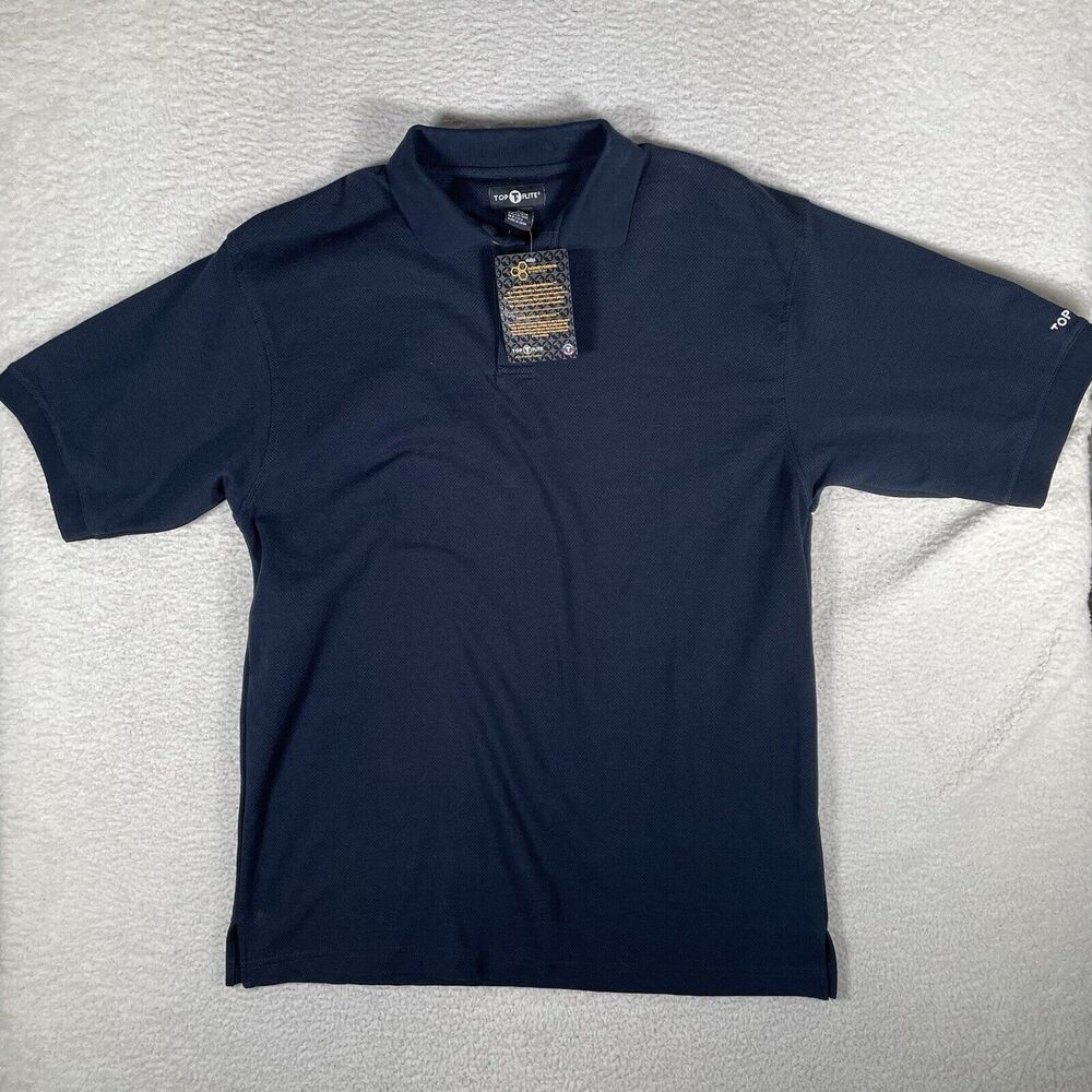NEW Top Flite Golf Polo Shirt Mens Large Black Short Sleeve Honeycomb Stretch